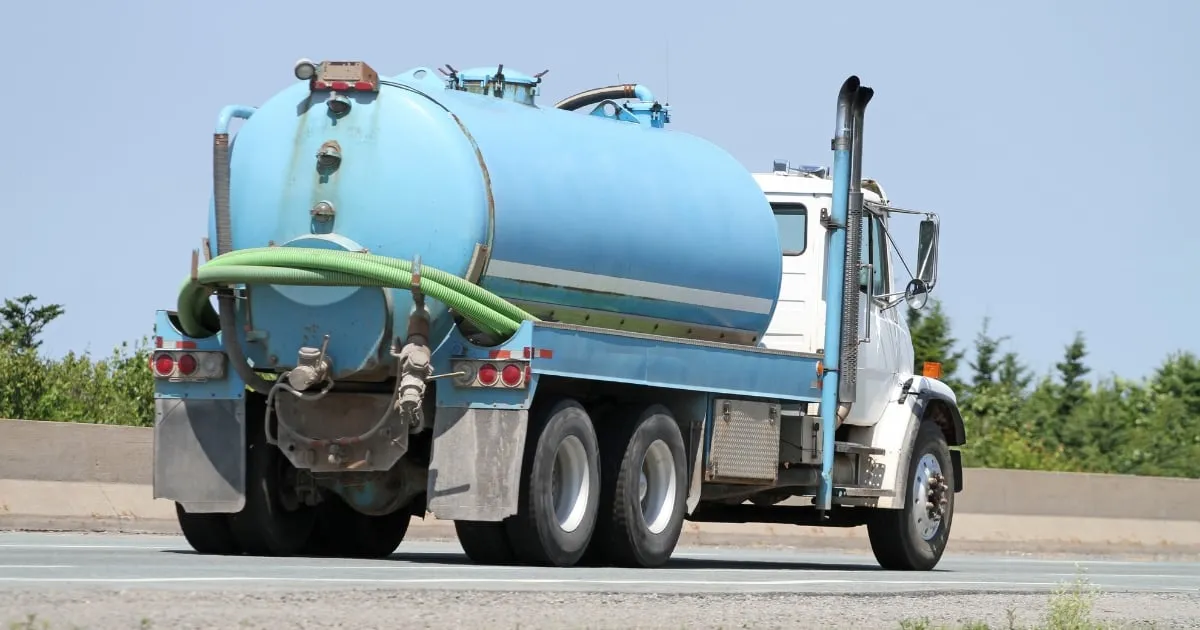 Septic tank pumper truck