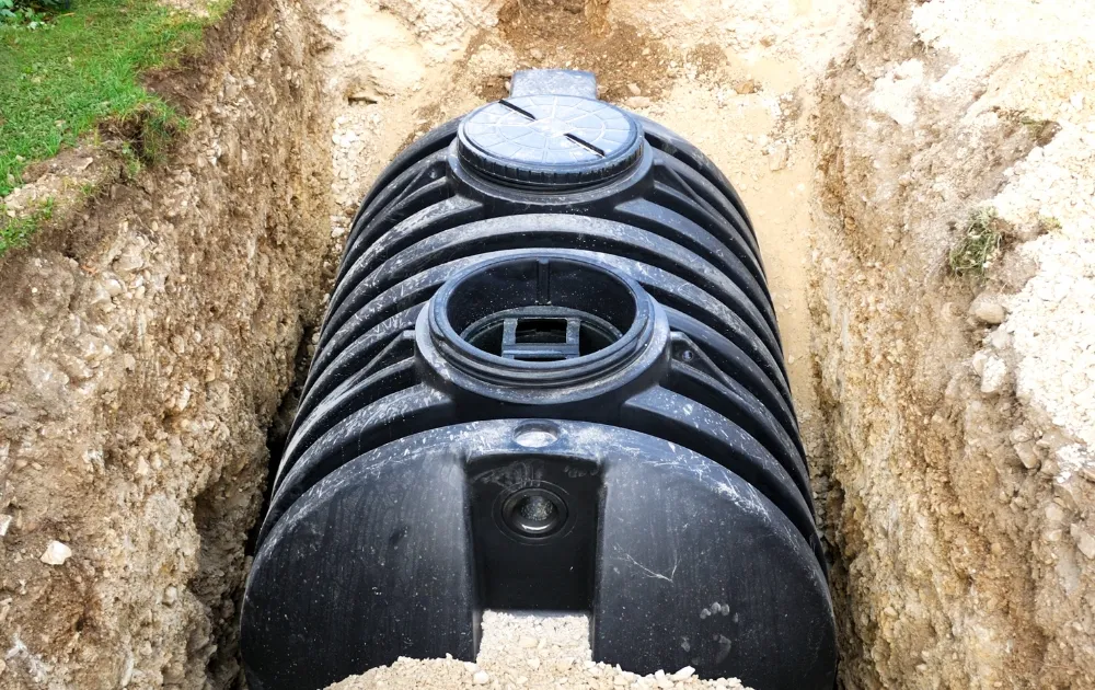 black septic tank