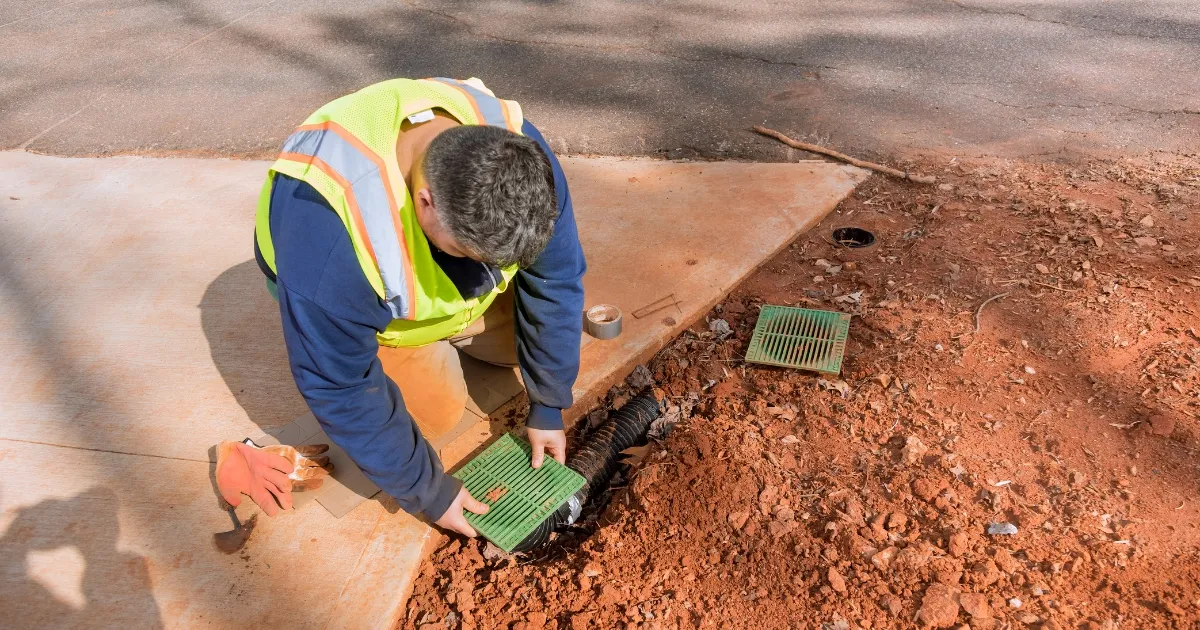 a man installing drains for absorption trench