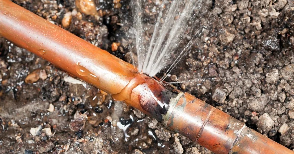 a broken pipe and water leaking