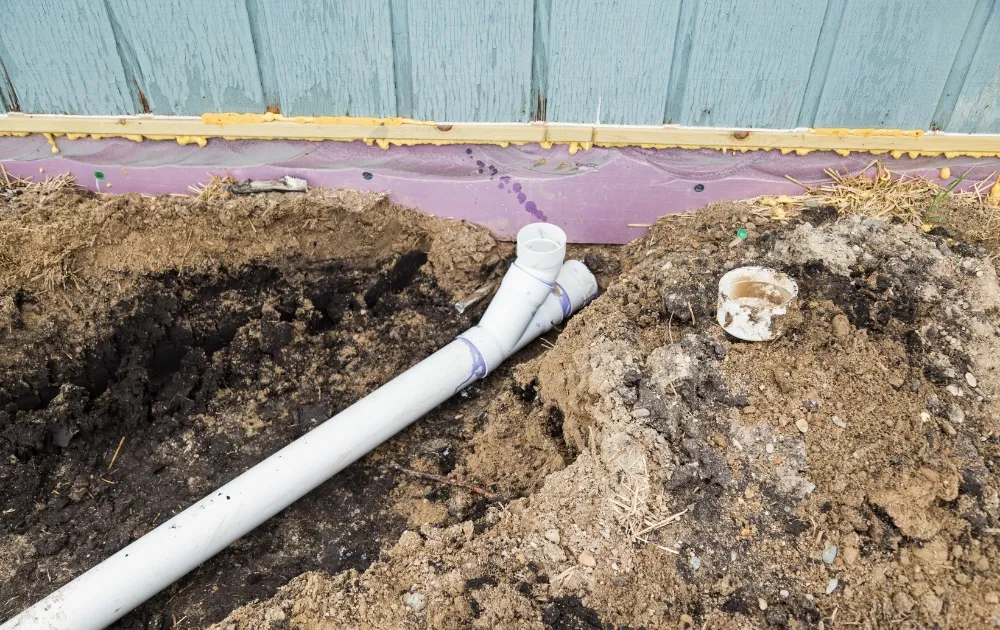 septic absorption trench and soil