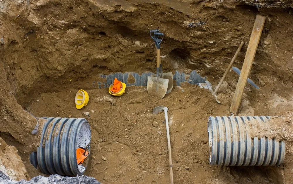 plumbing tubes under the soil