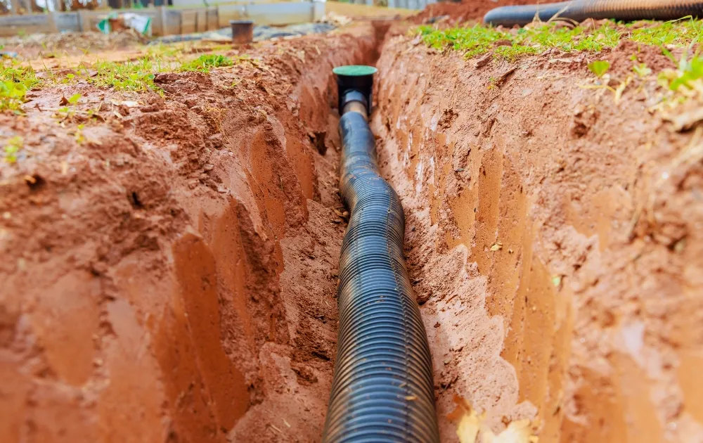 plumbing tube in absorption trench