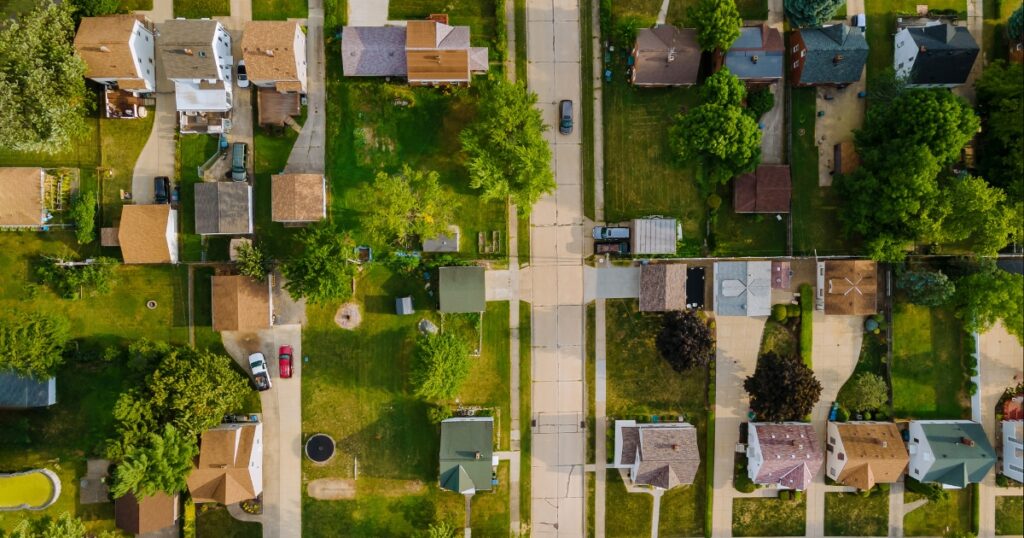 aerial view of neighbourhood houses